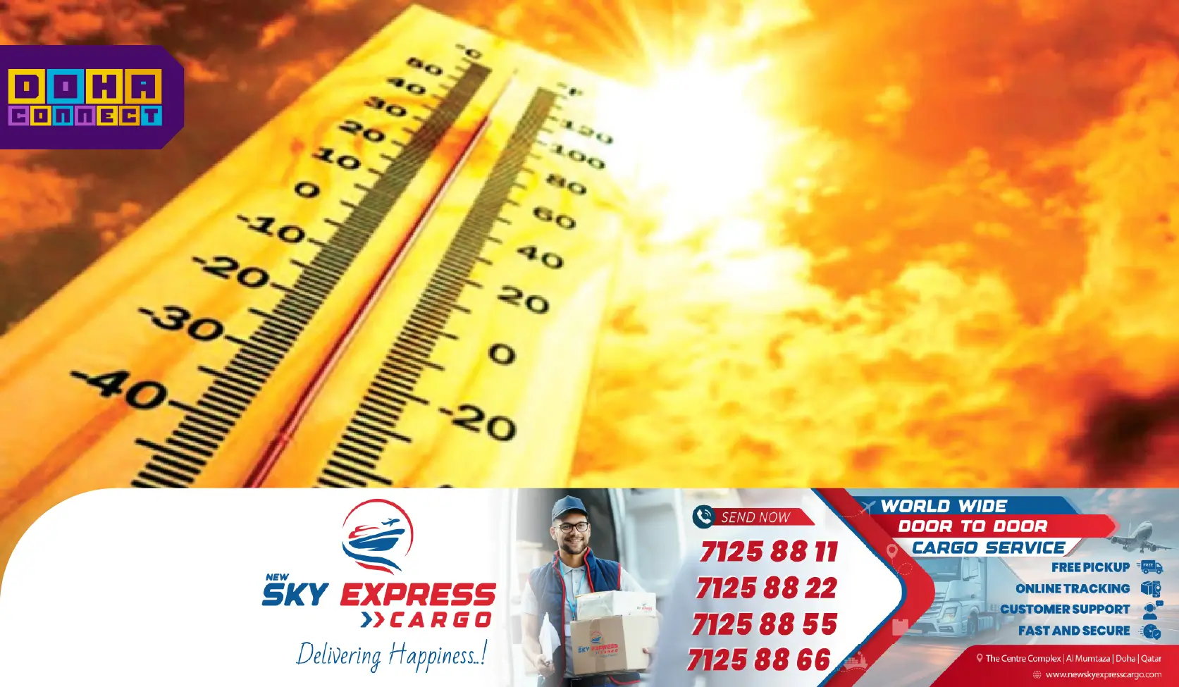 A digital thermometer display showing rising temperatures, indicating extreme heat, symbolizing the Qatar heatwave warning for July 2025.