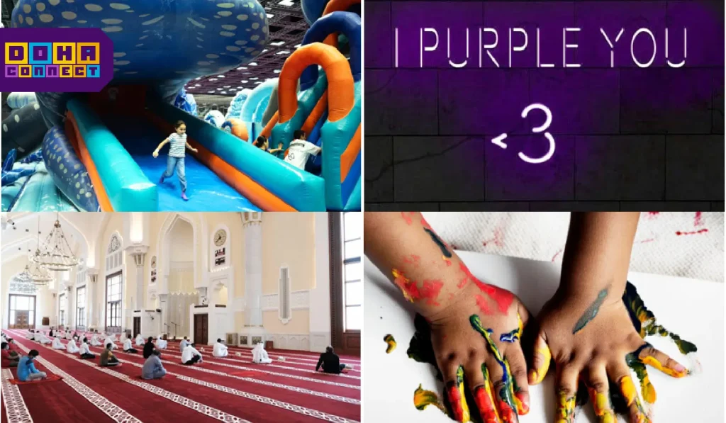 Families and children enjoying fun activities at an indoor event in Doha, highlighting exciting things to do in Qatar this weekend.